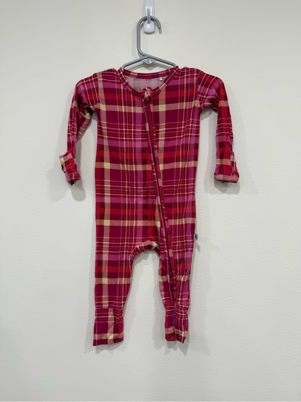 Baby Girls Plaid Little Bum Bums One-Piece Zip Footless Pajamas